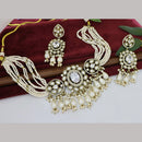 Kavita Art Elegant Pota Stone And Pearl Choker Necklace Set for Women