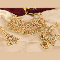 Kavita Art Elegant Pota Stone And Pearl Choker Necklace Set for Women