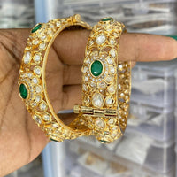 Kavita Art Graceful Polki Kundan Stone Openable Bangles Set