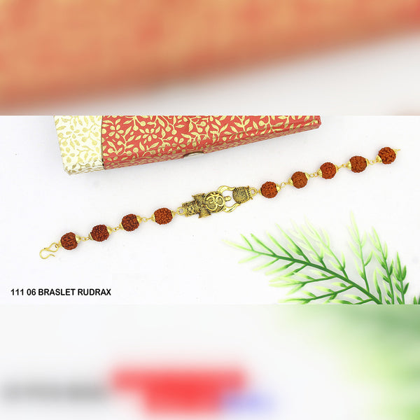 Mahavir Gold Plated Rudraksh Bracelet