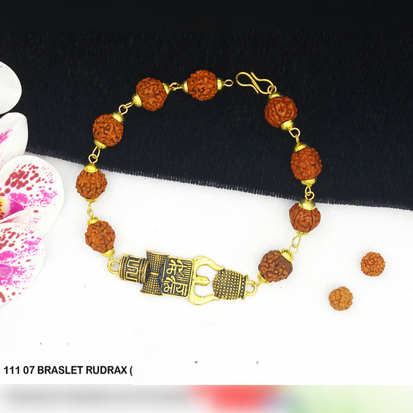 Mahavir Gold Plated Rudraksh Bracelet