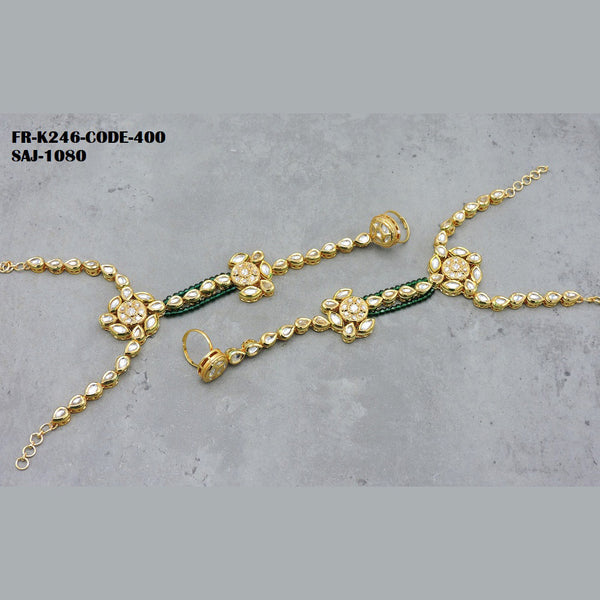 Soni Art Jewellery Gold Plated Kundan Stone Hand Harness