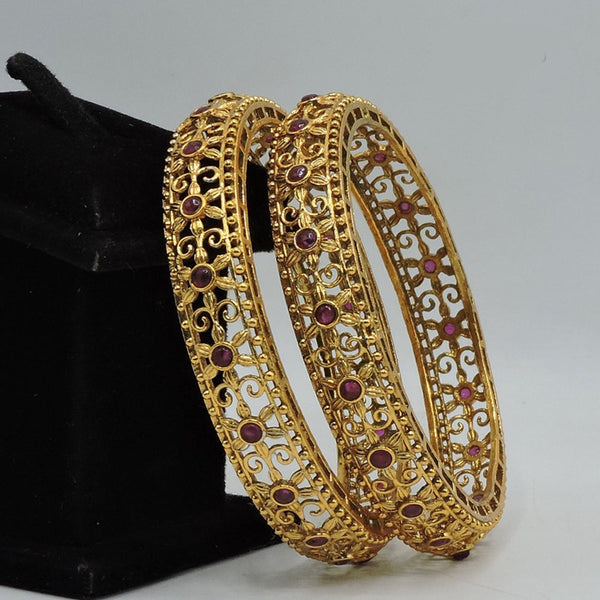 Soni Art Jewellery Gold Plated Pota Stone  Bangle Set