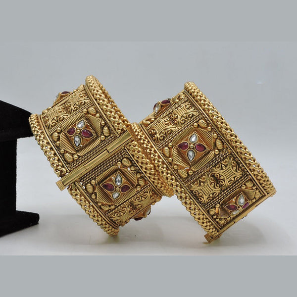 Soni Art Jewellery Gold Plated Pota Stone Openable Bangle Set