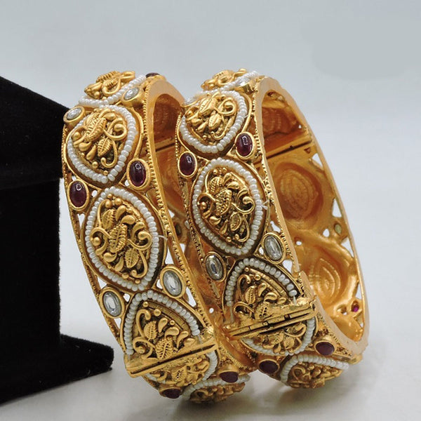 Soni Art Jewellery Gold Plated Pota Stone Openable Bangle Set