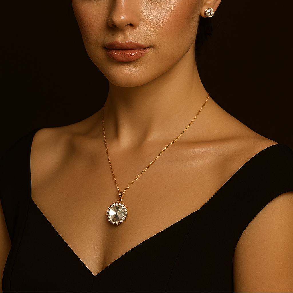 Urthn Shimmering Crystal Chain Pendant Jewelry Set (Pack Of 6)