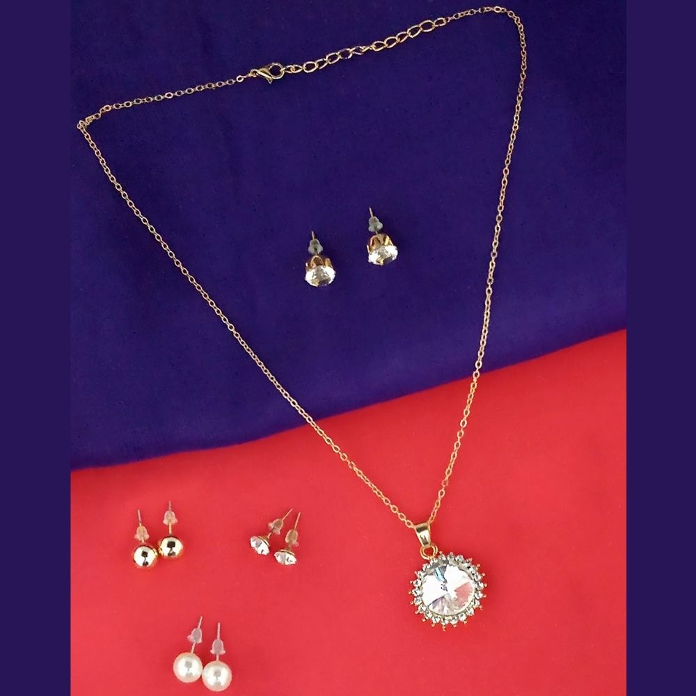 Urthn Shimmering Crystal Chain Pendant Jewelry Set (Pack Of 6)