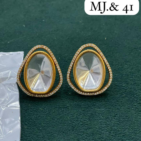 Sona Creation Gold Plated AD Stone Stud Earrings