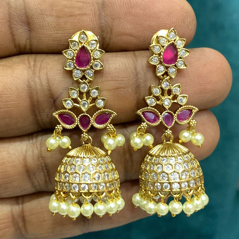 Sona Creation Gold Plated Austrian Stone Jhumki Earrings