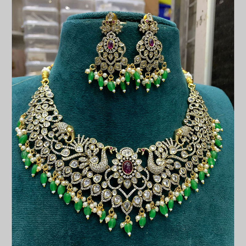 Sona Creation Gold Plated AD And Beads Necklace Set