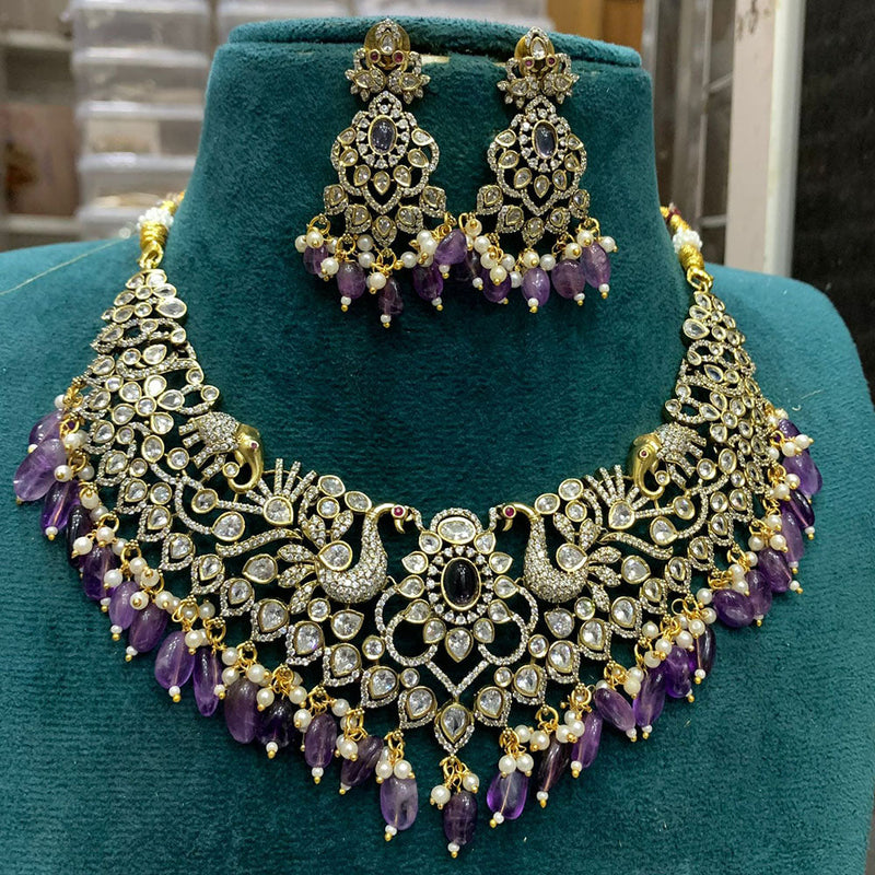 Sona Creation Gold Plated AD And Beads Necklace Set