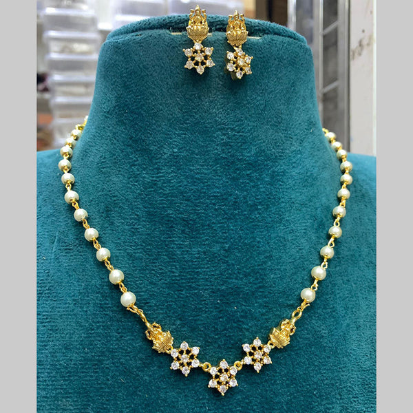 Sona Creation Gold Plated Austrian Stone And Pearl Necklace Set