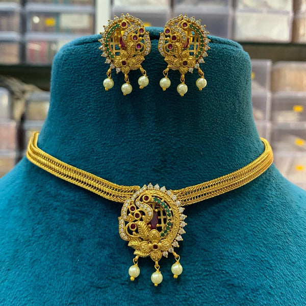 Sona Creation Gold Plated  Austrian Stone  Choker Necklace Set