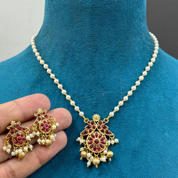 Sona Creation Gold Plated Kundan And Pearl Necklace Set