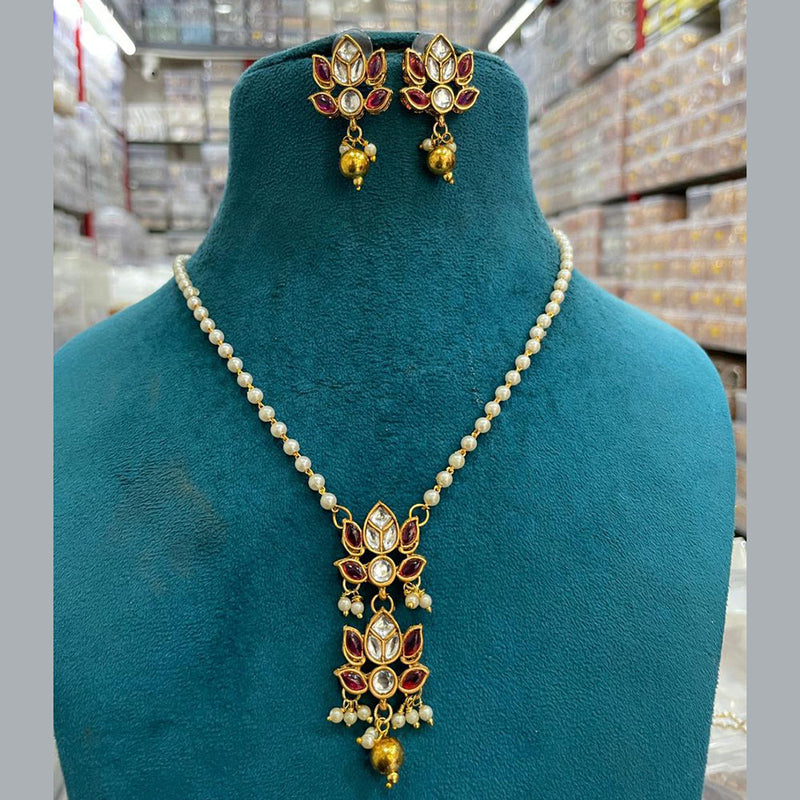 Sona Creation Gold Plated Kundan And Pearl Necklace Set