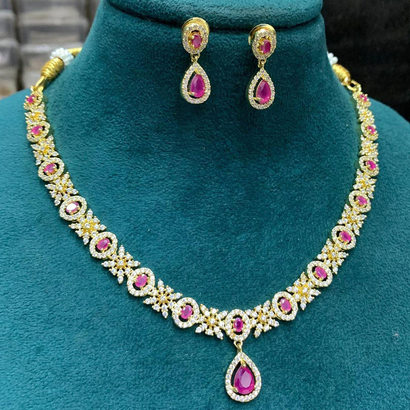 Sona Creation Gold Plated AD Necklace Set