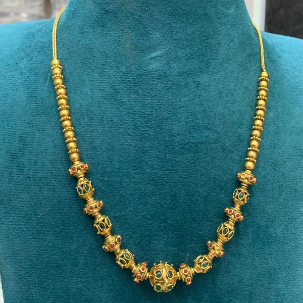 Sona Creation Gold Plated Pota Stone Long Necklace