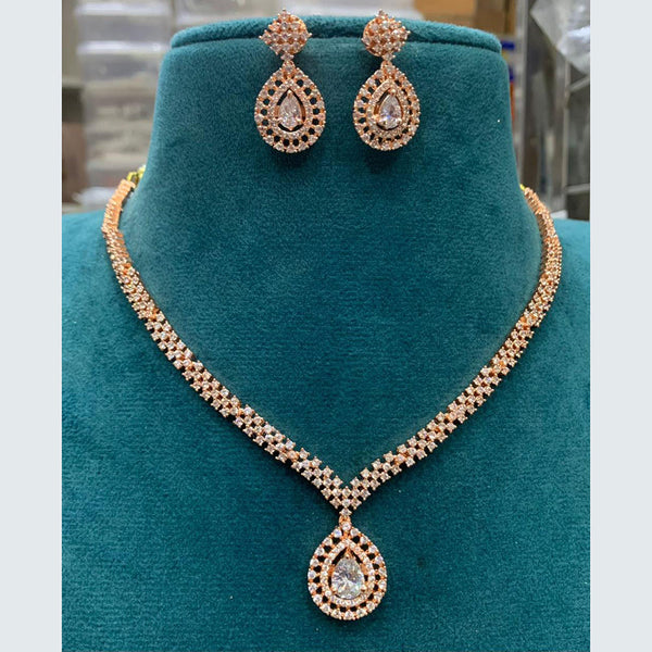 Sona Creation Rose Gold Plated Austrian Stone Necklace Set