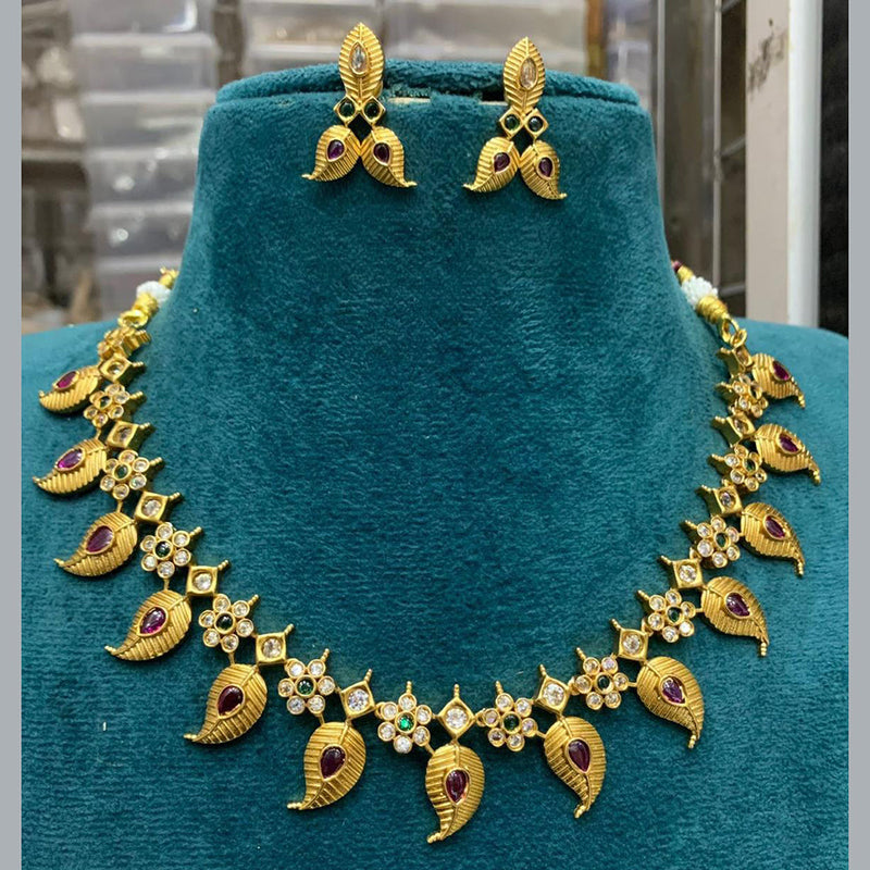 Sona Creation Gold Plated Pota Stone Necklace Set