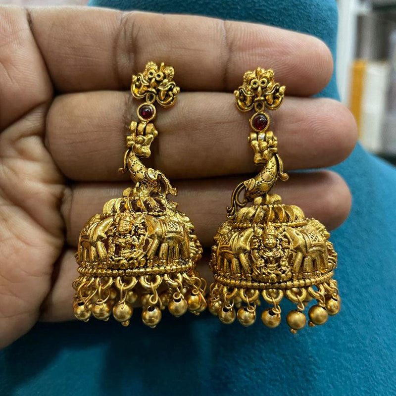 Sona Creation Gold Plated Pota Stone Jhumki Earrings