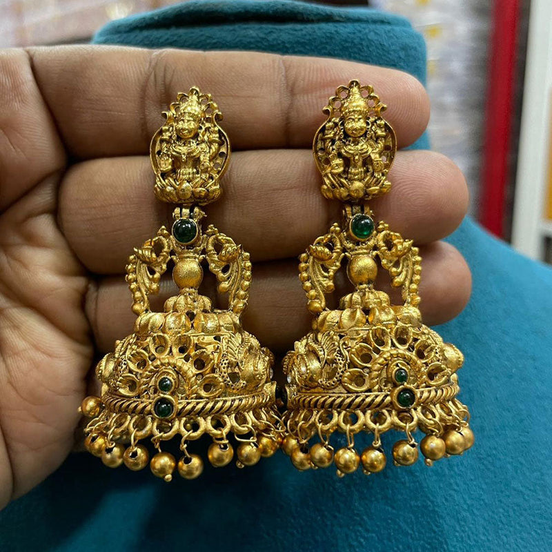 Sona Creation Gold Plated Pota Stone Jhumki Earrings