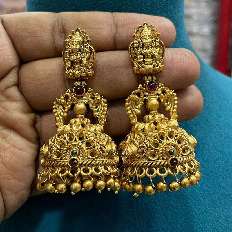 Sona Creation Gold Plated Pota Stone Jhumki Earrings