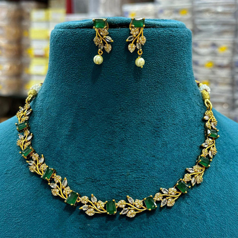 Sona Creation Gold Plated Crystal Stone Necklace Set