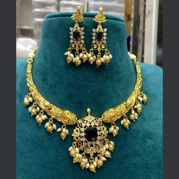 Sona Creation Gold Plated AD Necklace Set