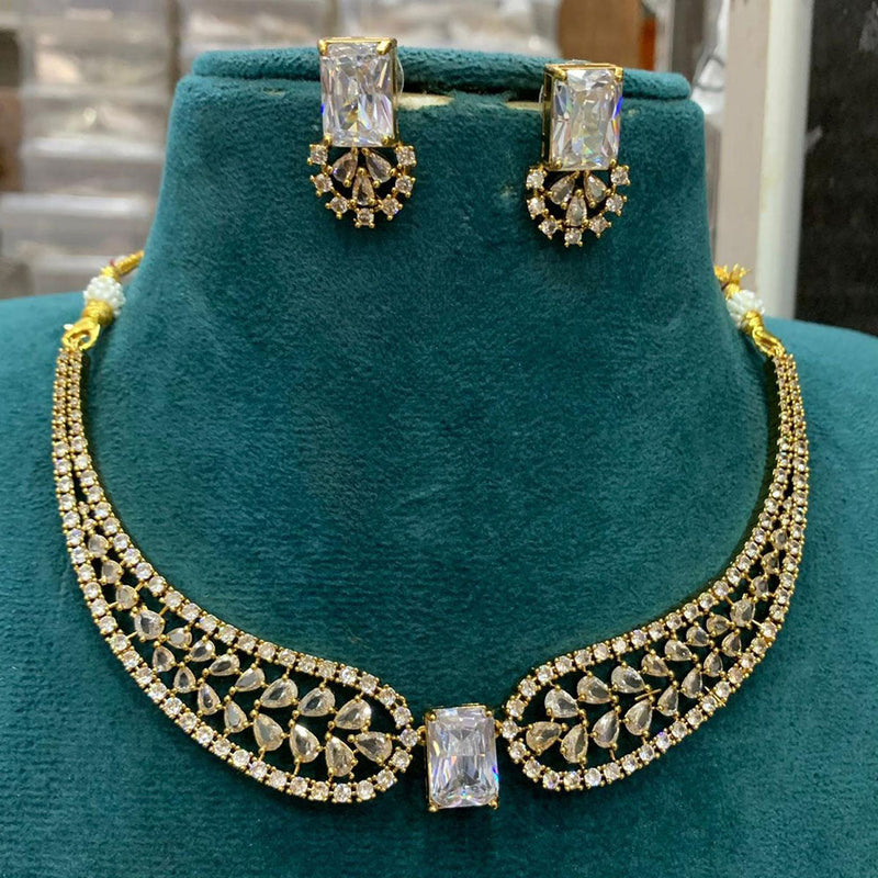 Sona Creation Gold Plated AD Necklace Set