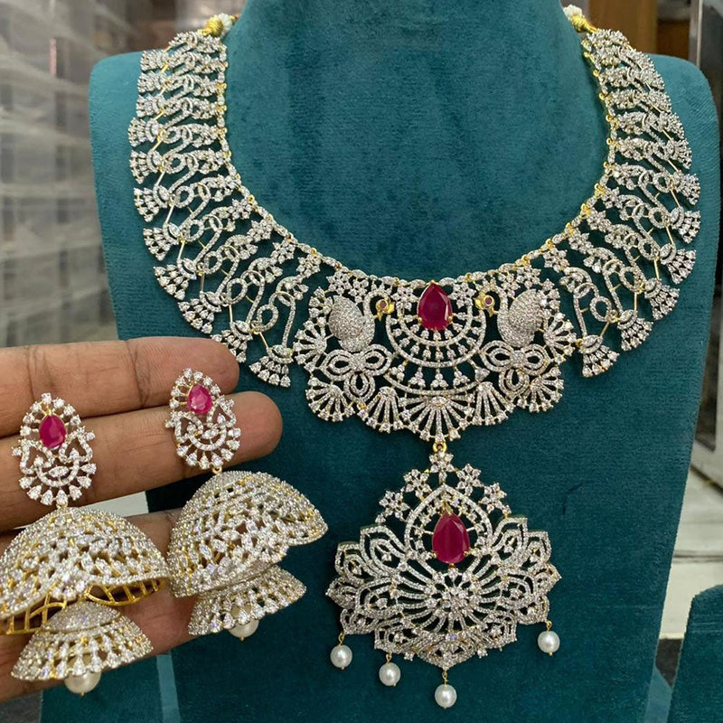 Sona Creation Gold Plated AD Necklace Set