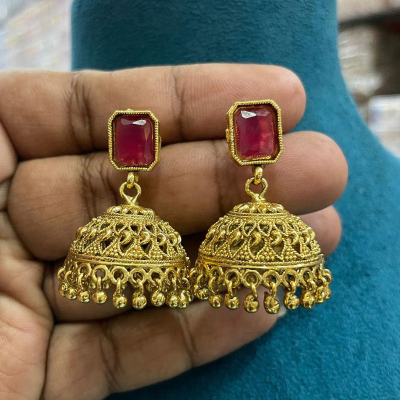 Sona Creation Gold Plated Crystal Stone Jhumki Earrings