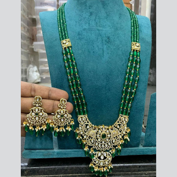 Sona Creation Gold Plated AD And Beads Long Necklace Set