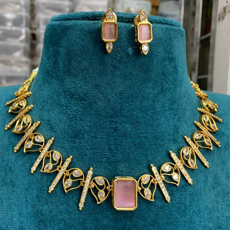 Sona Creation Gold Plated Crystal Stone Choker Necklace Set