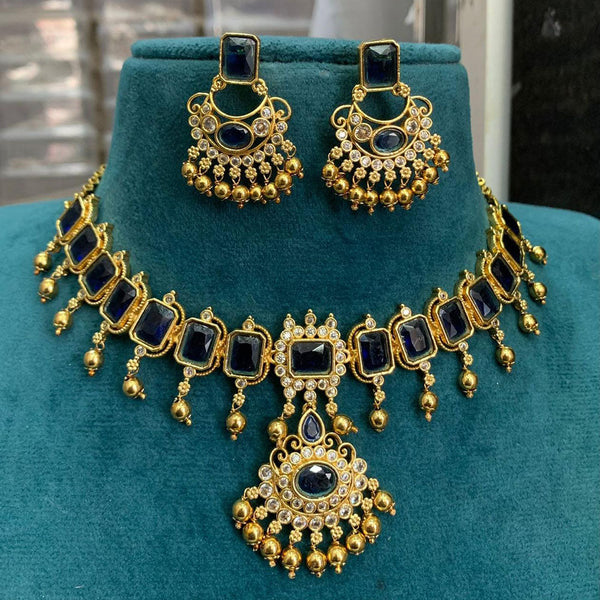 Sona Creation Gold Plated Crystal Stone Choker Necklace Set