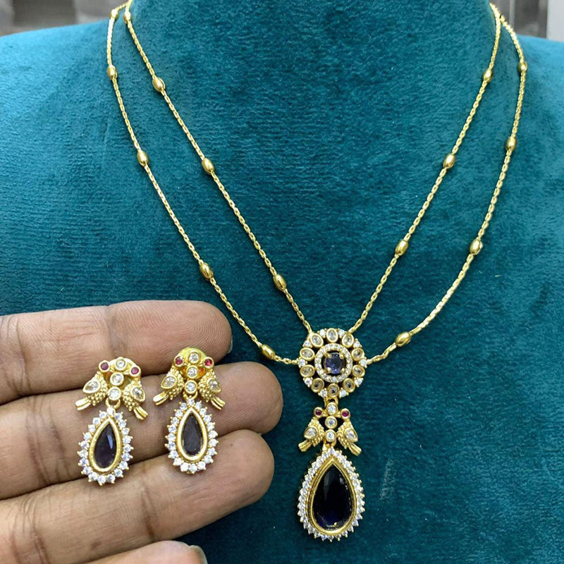 Sona Creation Gold Plated AD Necklace Set