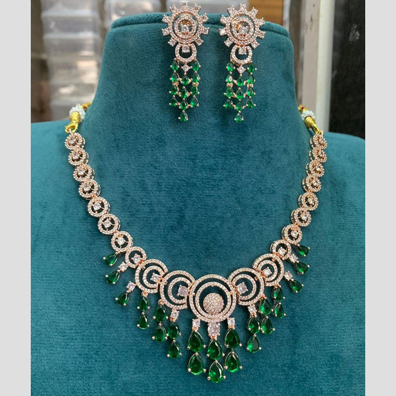 Sona Creation Rose Gold Plated AD Necklace Set