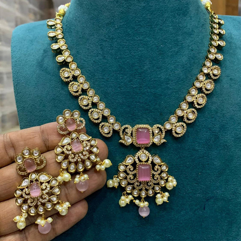 Sona Creation Gold Plated Polki Kundan Stone Necklace Set