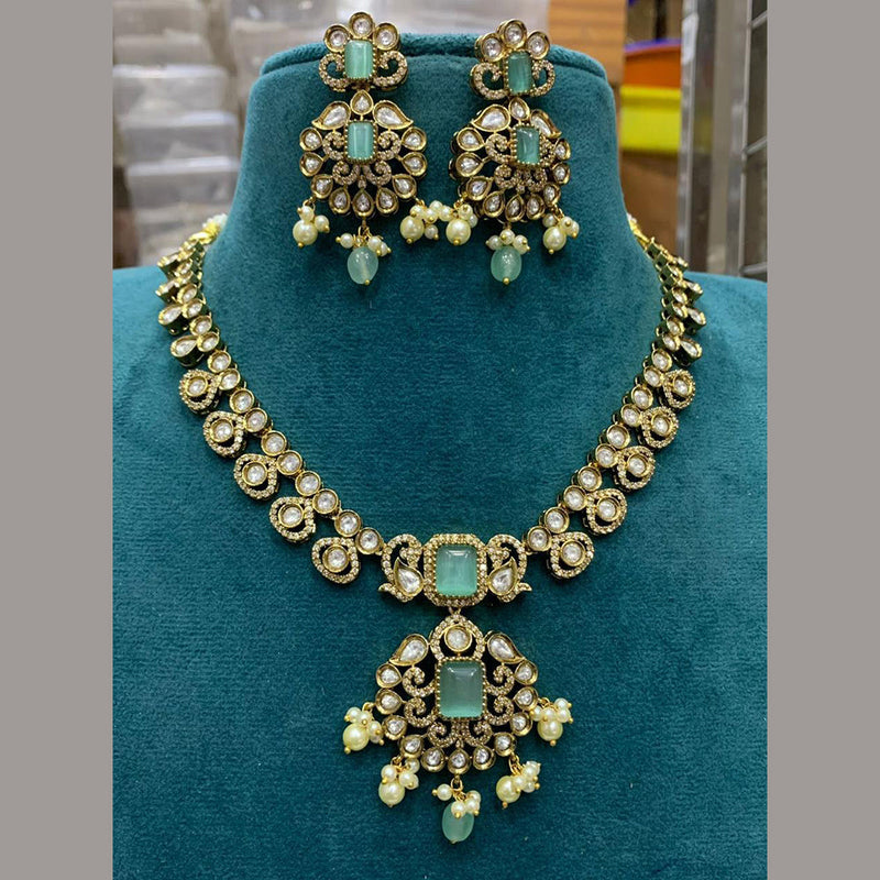 Sona Creation Gold Plated Polki Kundan Stone Necklace Set