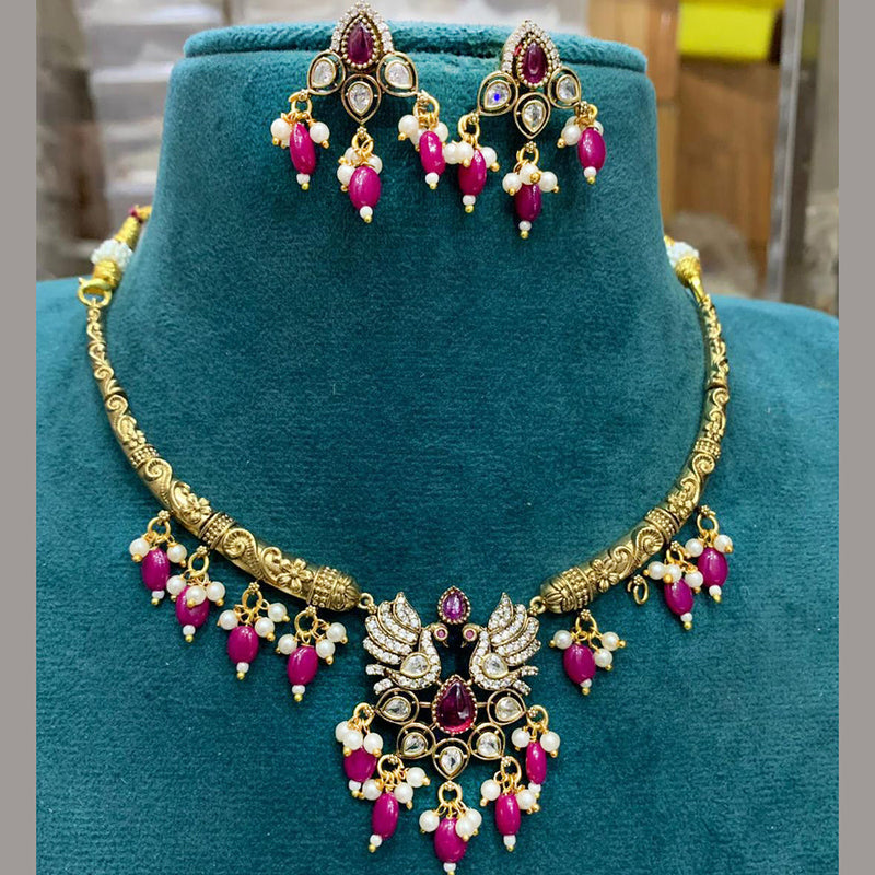 Sona Creation Gold Plated Polki Kundan Stone Choker Necklace Set