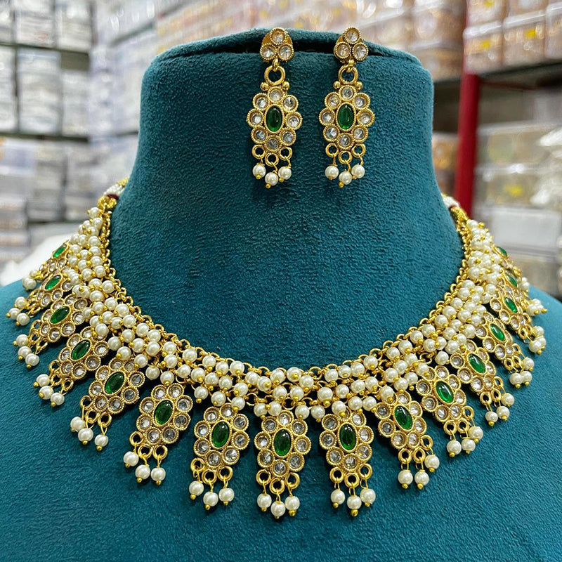 Sona Creation Gold Plated Polki Kundan Stone Choker Necklace Set