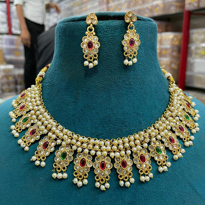 Sona Creation Gold Plated Polki Kundan Stone Choker Necklace Set