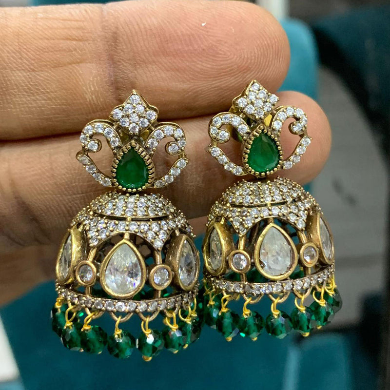 Sona Creation Gold Plated Austrian Stone And Pearls Jhumki Earrings