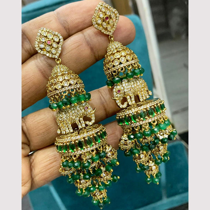 Sona Creation Gold Plated Polki Kundan And Pearls Jhumki Earrings