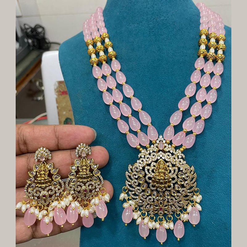 Sona Creation Gold Plated Beads Temple Necklace Set