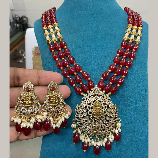 Sona Creation Gold Plated Beads Temple Necklace Set