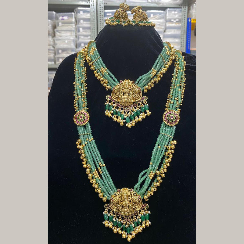 Sona Creation Gold Plated Beads Temple Necklace Combo