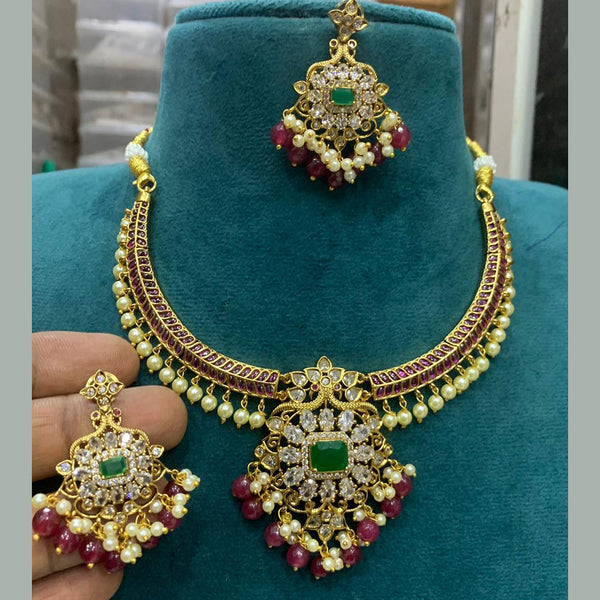 Sona Creation Gold Plated AD Choker Necklace Set