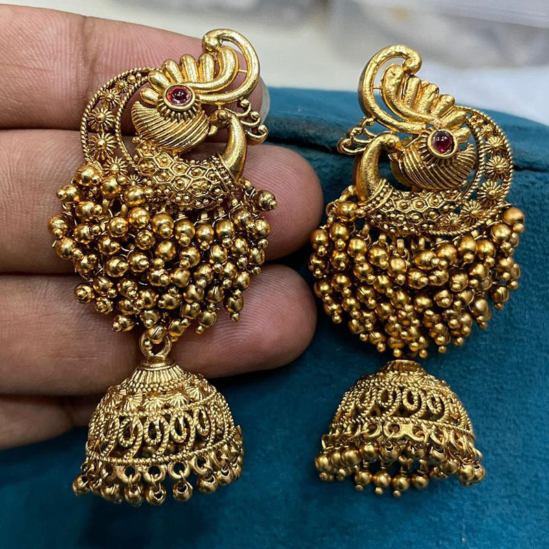 Sona Creation Gold Plated Pota Stone Jhumki Earrings