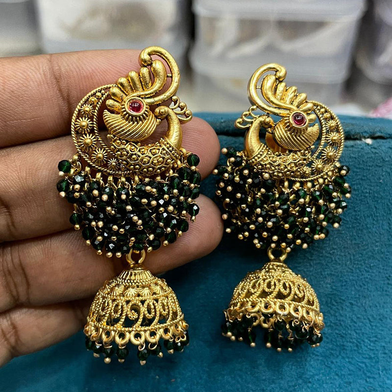 Sona Creation Gold Plated Pota Stone Jhumki Earrings