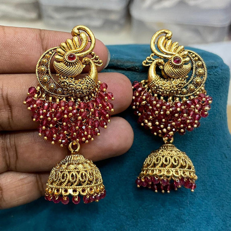 Sona Creation Gold Plated Pota Stone Jhumki Earrings